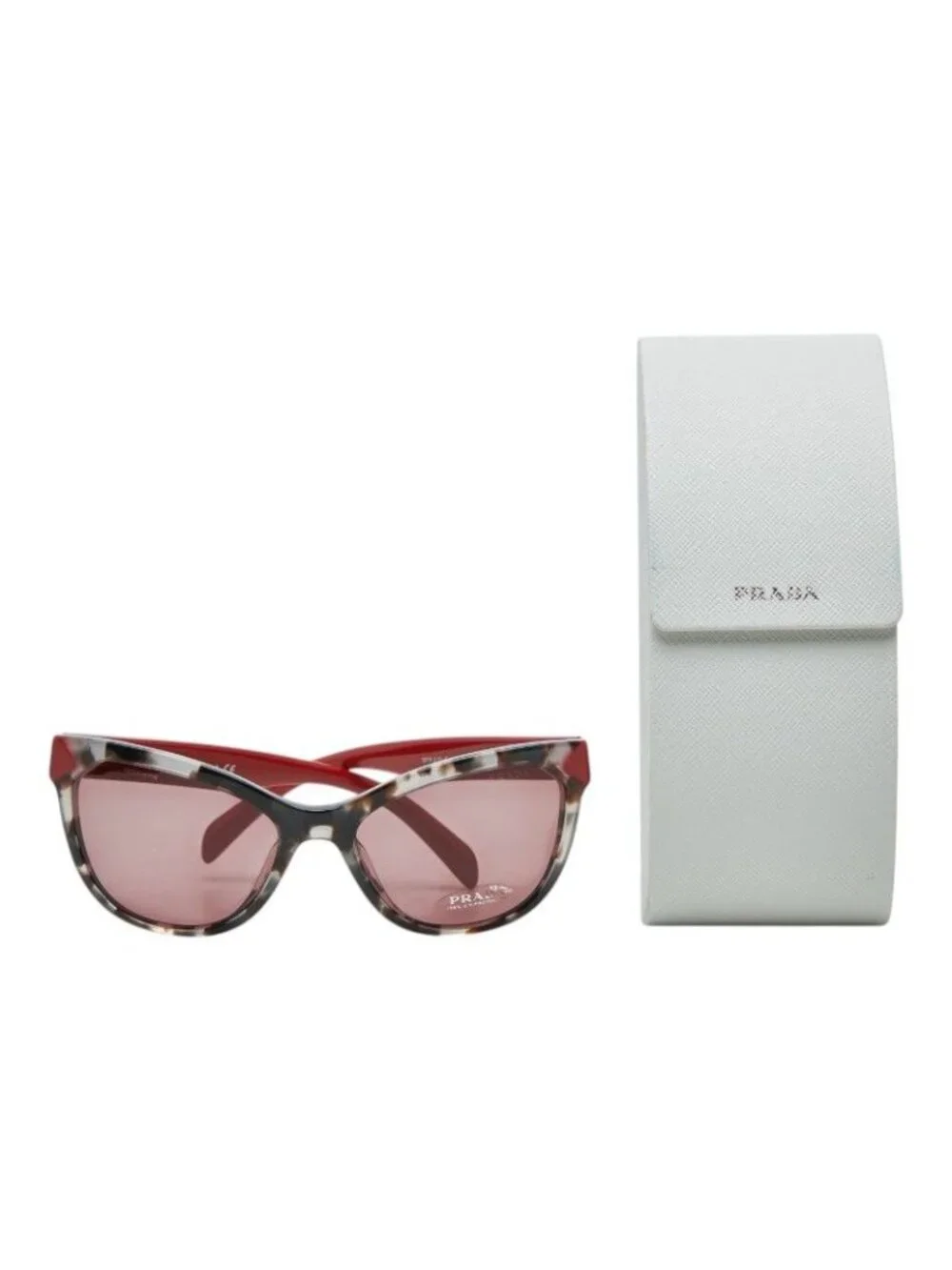 Prada Cat Eye Sunglasses Red Gray Acetate Eyewear
